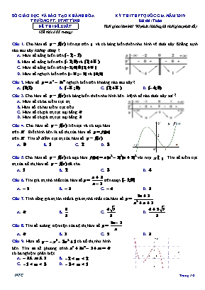 Đề đề xuất thi THPT Quốc gia môn Toán năm 2019 - Sở giáo dục và đào tạo Khánh Hòa (Có đáp án)